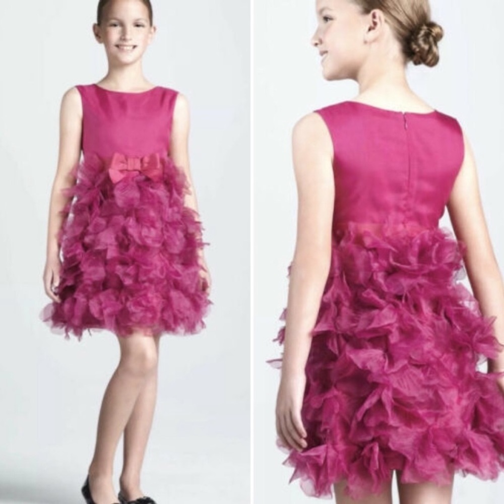 Marchesa Neiman Marcus Fuchsia Pink Petal Dress Sz XS  f25006